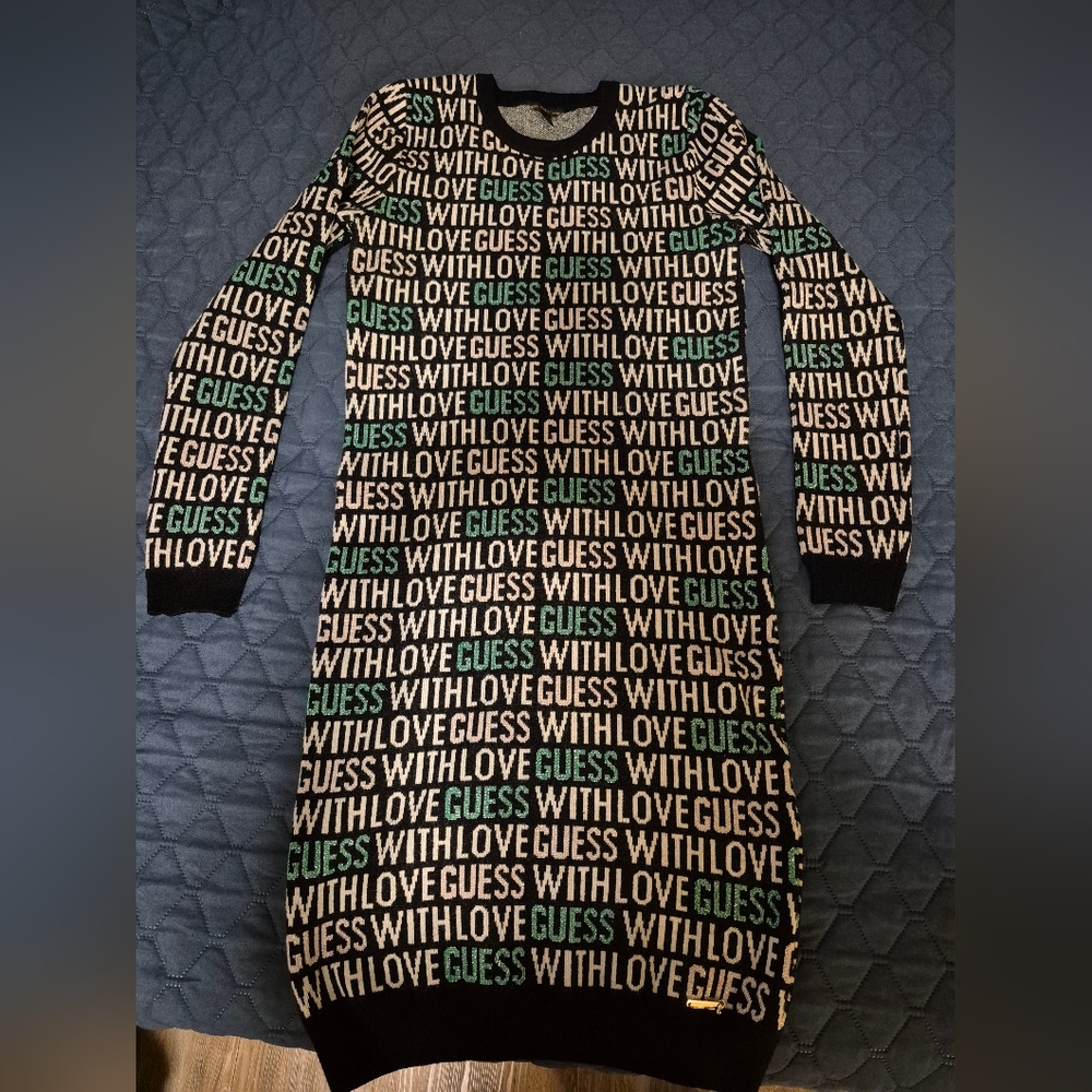 GUESS Black and Green SWTER Dress